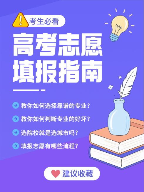 蓝紫色描边插画考公考研志愿填报指南攻略高考封面小红书帖子预览效果
