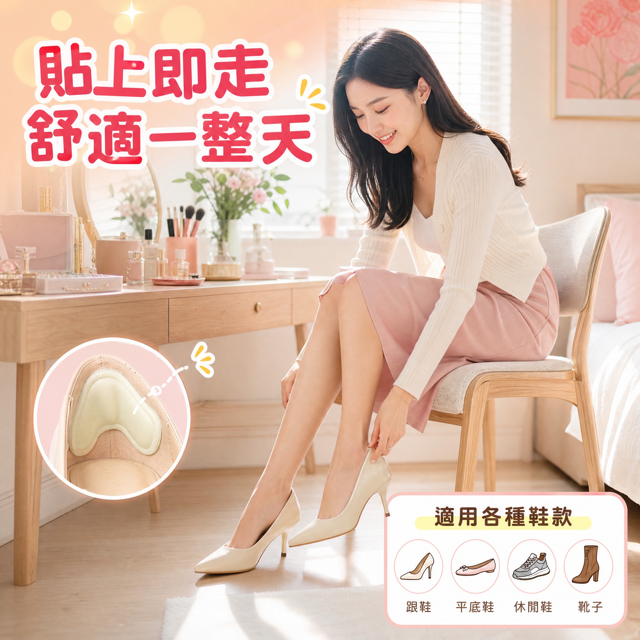 [主圖4] 場景使用圖，真實穿鞋場景展示後跟貼的使用狀態。 [… - 图片创意预览