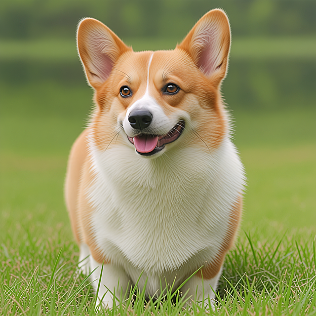一只可爱的柯基犬，户外草地场景