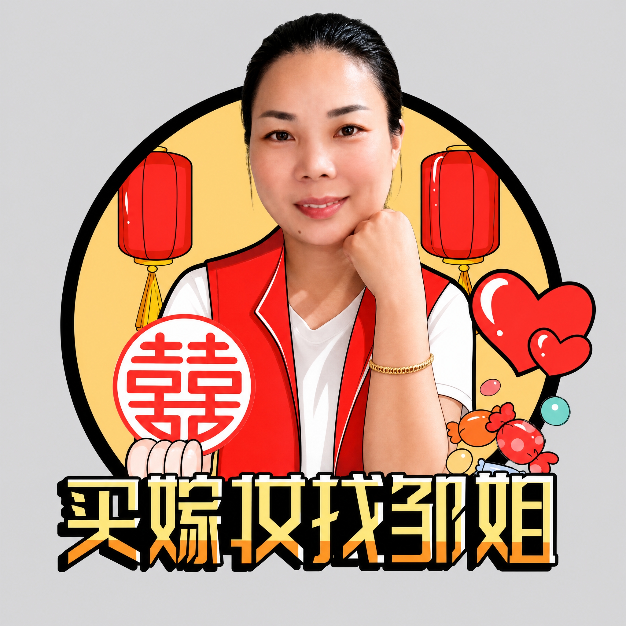 严格按照卡通图的构图设计：真实人物的头部（头顶部分）伸出黄色圆… - 图片创意预览