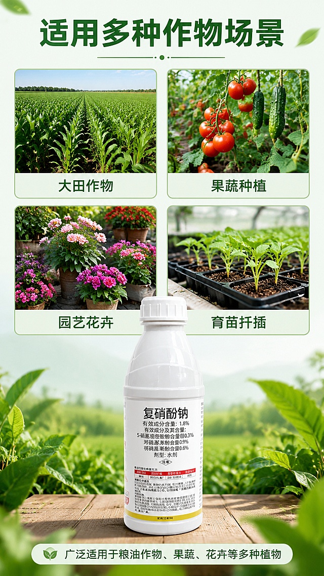 「图片1」，生成详情页，商品名称为复硝酚钠，适配拼多多平台，单图比例为9:16，需求屏数为8张。