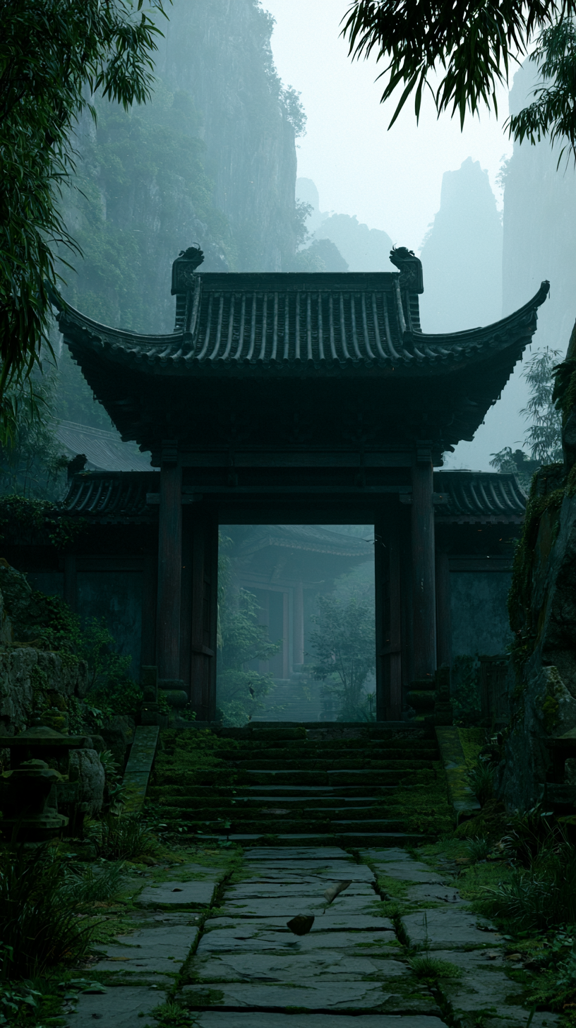 Ancient Chinese temple hidden i… - 图片创意预览