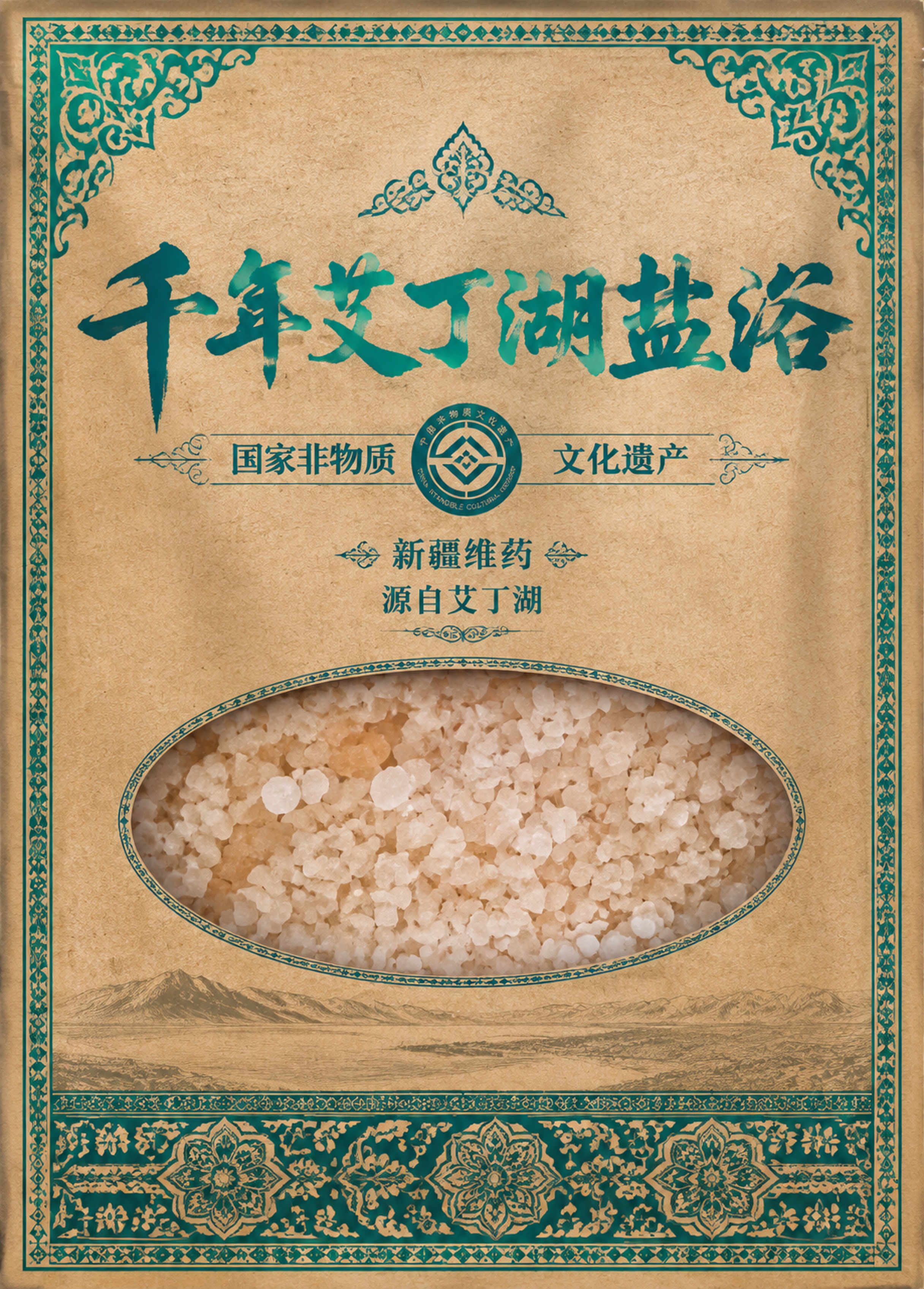 包装袋正面设计图，20cm×28cm竖版比例，牛皮纸质感底色，… - 图片创意预览