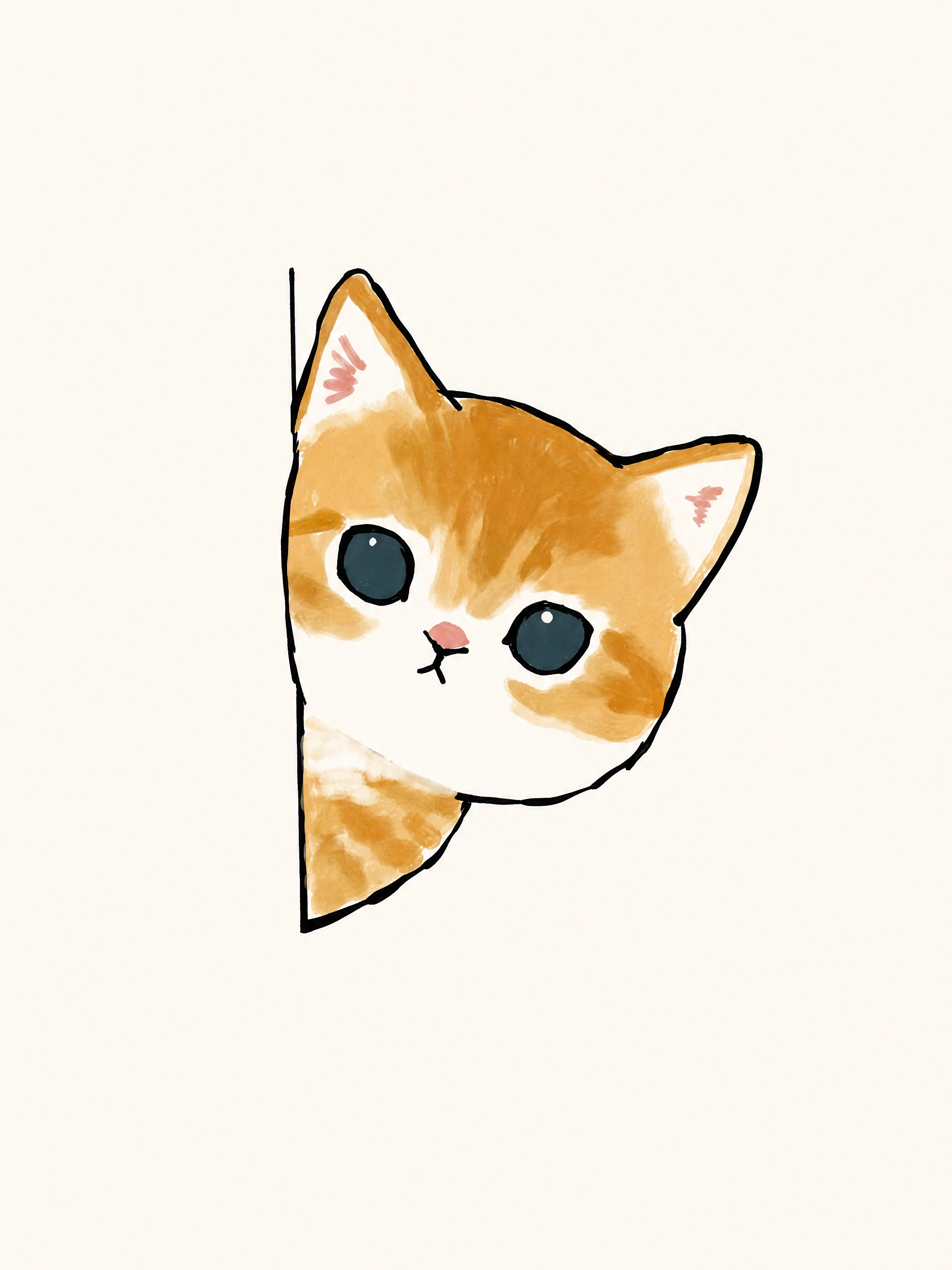 提取参考图中的门帘图案，完整还原橘猫探头门帘设计：米白色底色，… - 图片创意预览