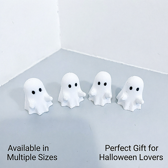 [Main Image 5] Family portrait of multiple combination sets
[Atmosphere Style] Neat combination display, warm cute style
[Image Quality] Commercial photography texture, even light, clear arrangement, high definition
[Elements] Four different sizes of cute little white ghost figurines arranged in a row on a low saturation light gray background, showing the complete combination set. Each ghost maintains the same shape, design language and material texture consistent with the original product. Neat arrangement, clear display of different sizes options. No extra messy elements, focus on the product combination.
[Light and Shadow] Even soft lighting, soft shadows, clear presentation of each product, no overlapping occlusion
[Color Matching] Main color light gray + matte white products, clean and uniform color matching, highlight product cuteness
[Perspective Composition] Overhead flat layout, all products fully displayed, clear arrangement
[Text Layout] Bottom left text "Available in Multiple Sizes", bottom right "Perfect Gift for Halloween Lovers", text size moderate, simple black font, neat arrangement
[Proportion Resolution] 1:1 proportion, 2048x2048 2K resolution, super high definition
[Negative Prompt] Deformation, text garble, blurred product image, cluttered background, watermark, e-commerce platform Logo, any Chinese characters
