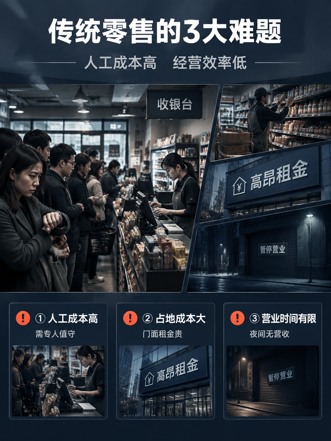 [商品] 本页为痛点页，不使用产品图。 [画面] 传统零售痛点… - 图片创意预览