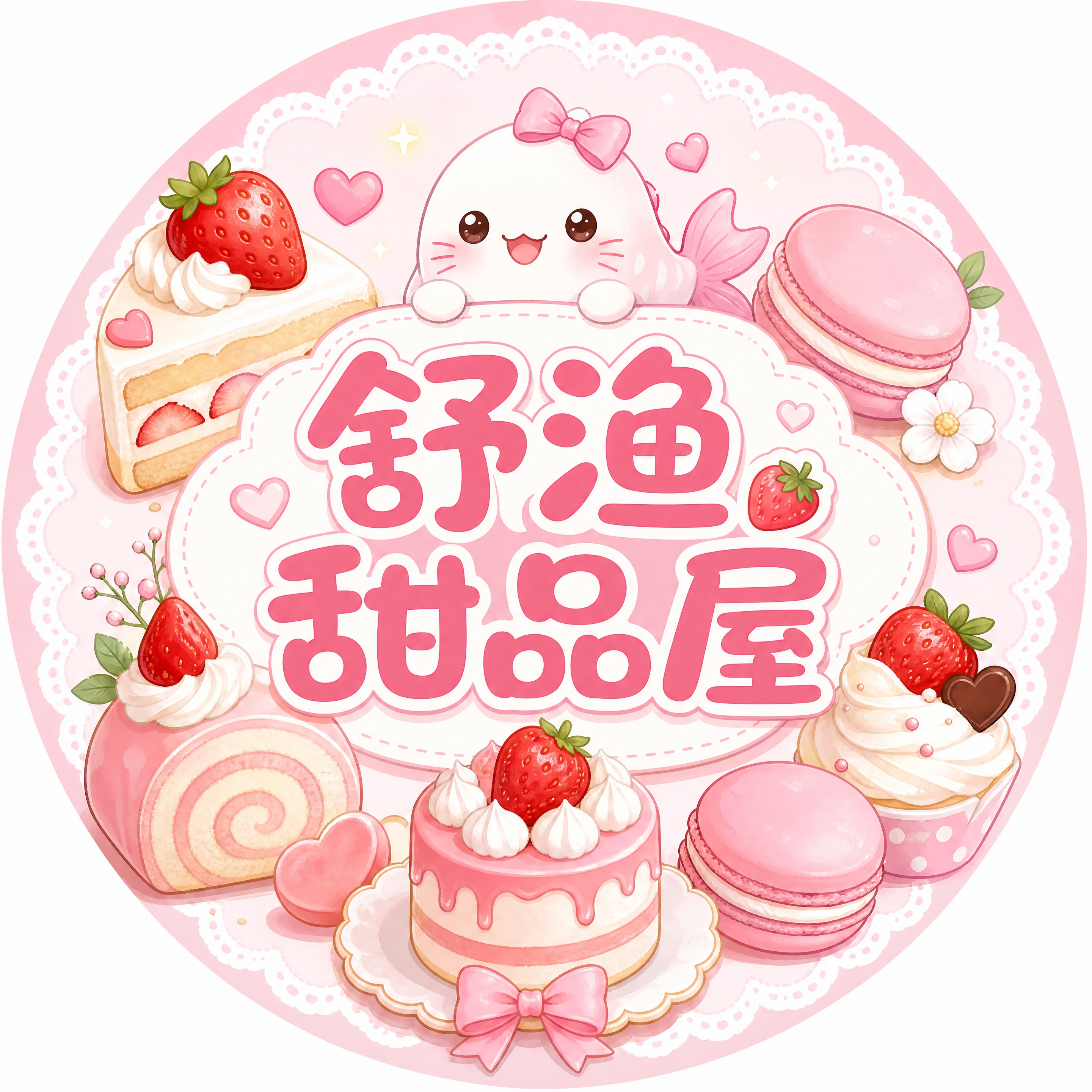 为甜品店“舒渔甜品屋”设计一个可爱温馨的头像logo，画面包含… - 图片创意预览