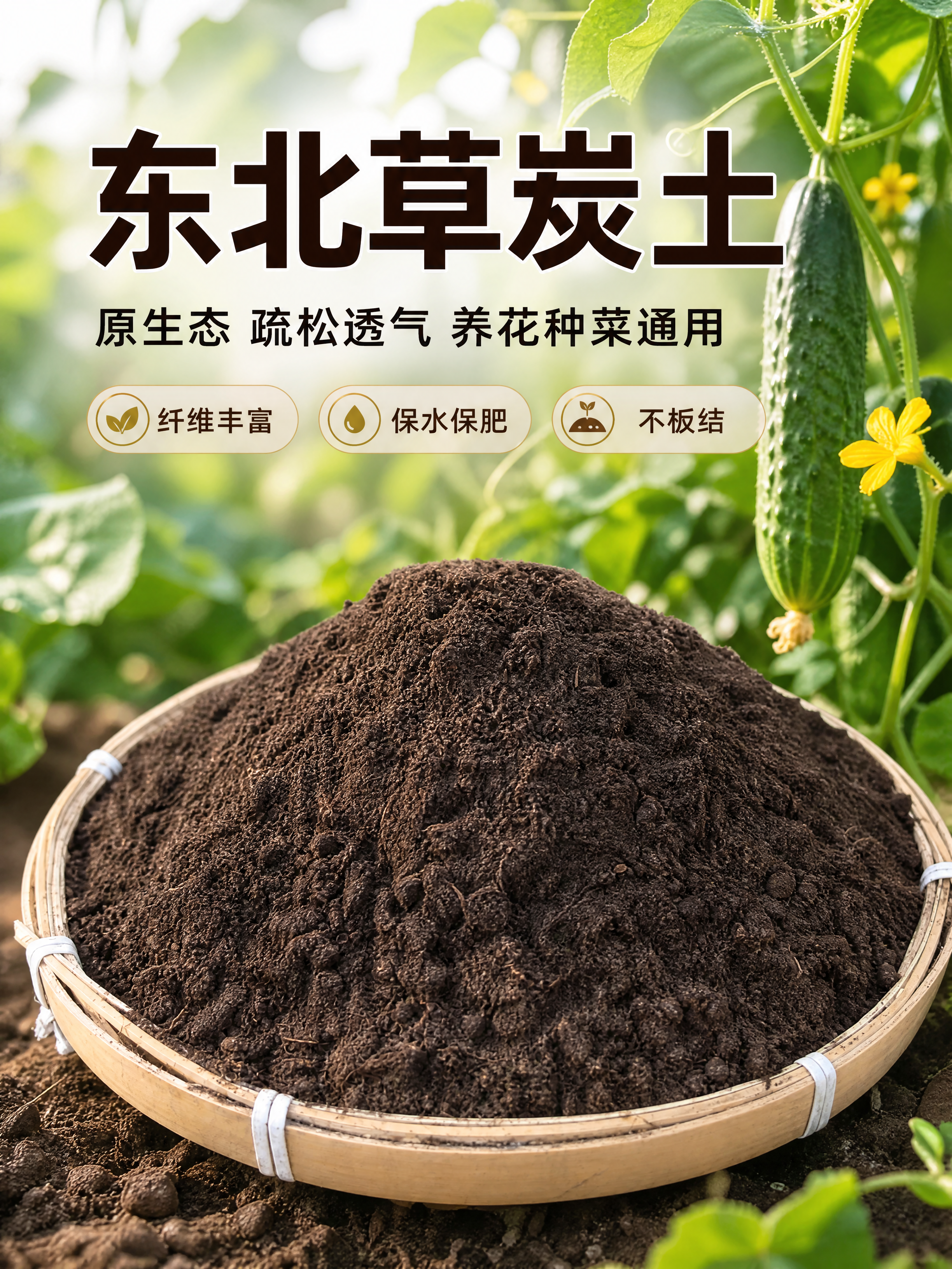 [商品] 使用【图1】【图2】东北草炭土产品图；保留竹编圆簸箕… - 图片创意预览