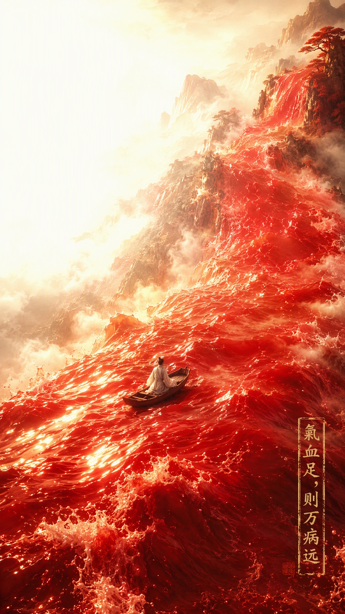 超写实摄影风格，国风神话场景，强烈光影对比。画面中一条巨大的红… - 图片创意预览
