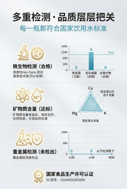 2:3竖版电商详情图，新中式极简风，杂志级数据可视化排版。画面无产品展示，纯数据与图标可视化呈现品质卖点。背景为浅灰色，搭配青蓝色简约线条与金色图标。信息布局：画面顶部主标题“多重检测・品质层层把关”预览效果