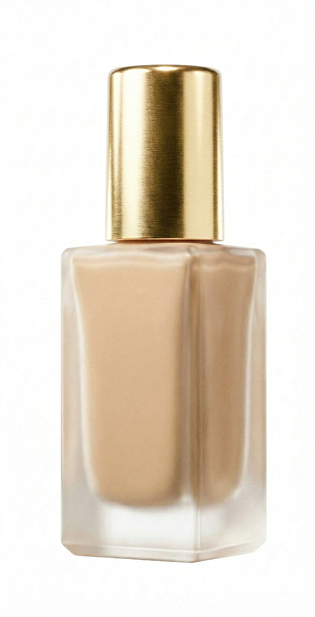 整体提亮图片光影，增强画面明亮度，保留磨砂玻璃瓶身与金色瓶盖的质感和立体光影