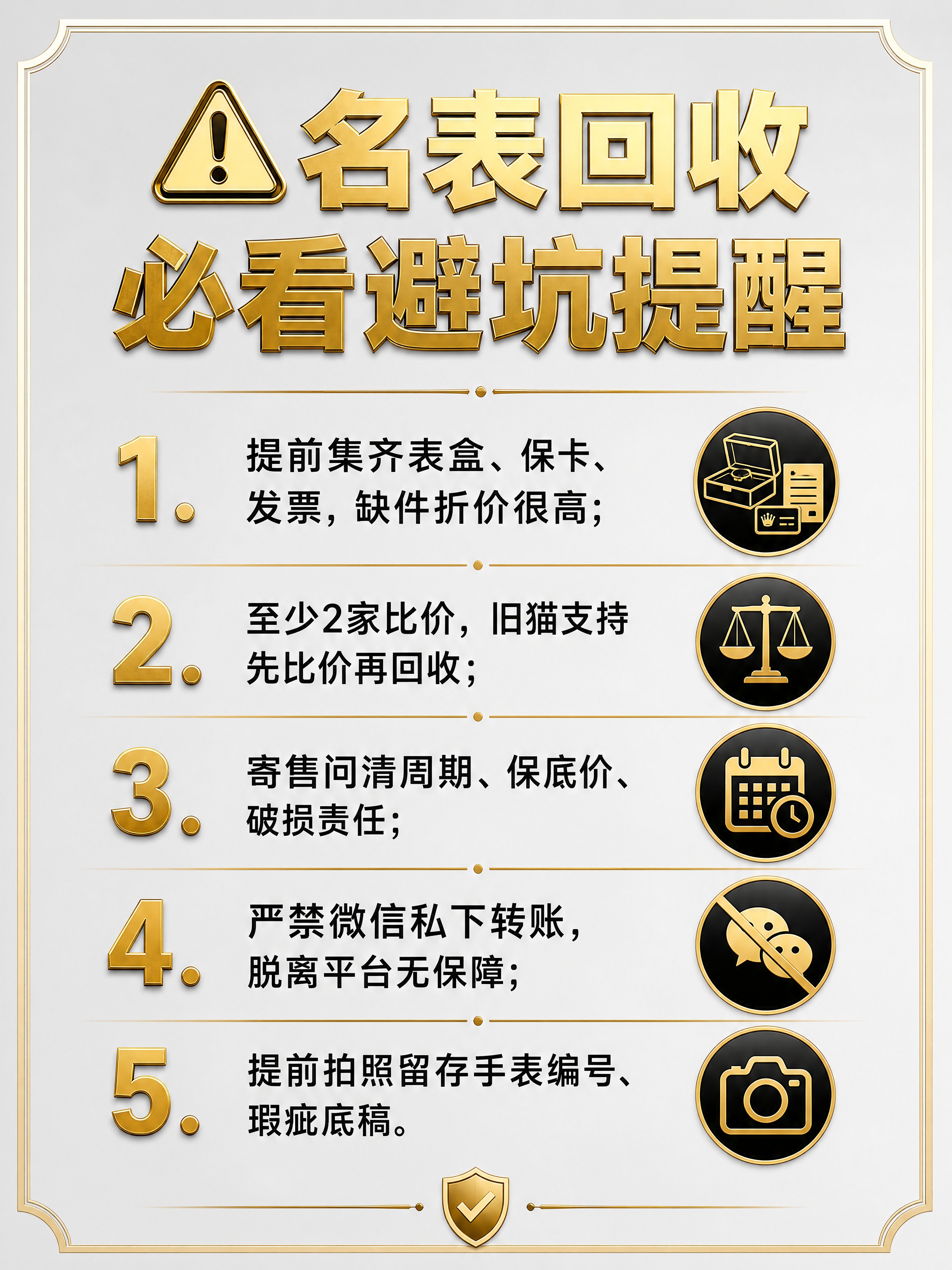 抖音图文内页，竖版3:4，浅灰底，黑金轻奢风，配警示小图标。大… - 图片创意预览