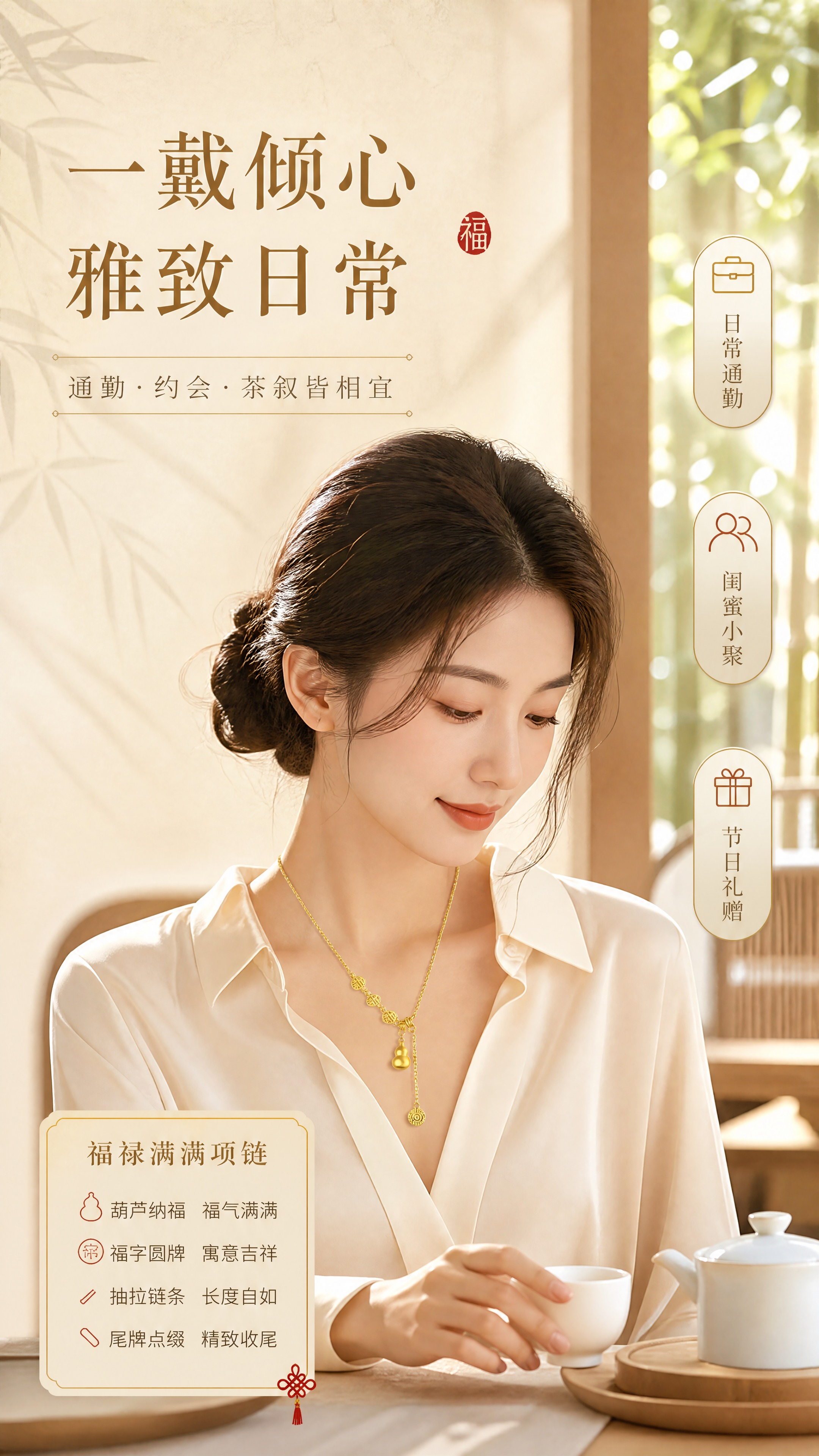[商品] 使用【图1】福禄满满项链；保留葫芦吊坠、福字圆牌、抽… - 图片创意预览