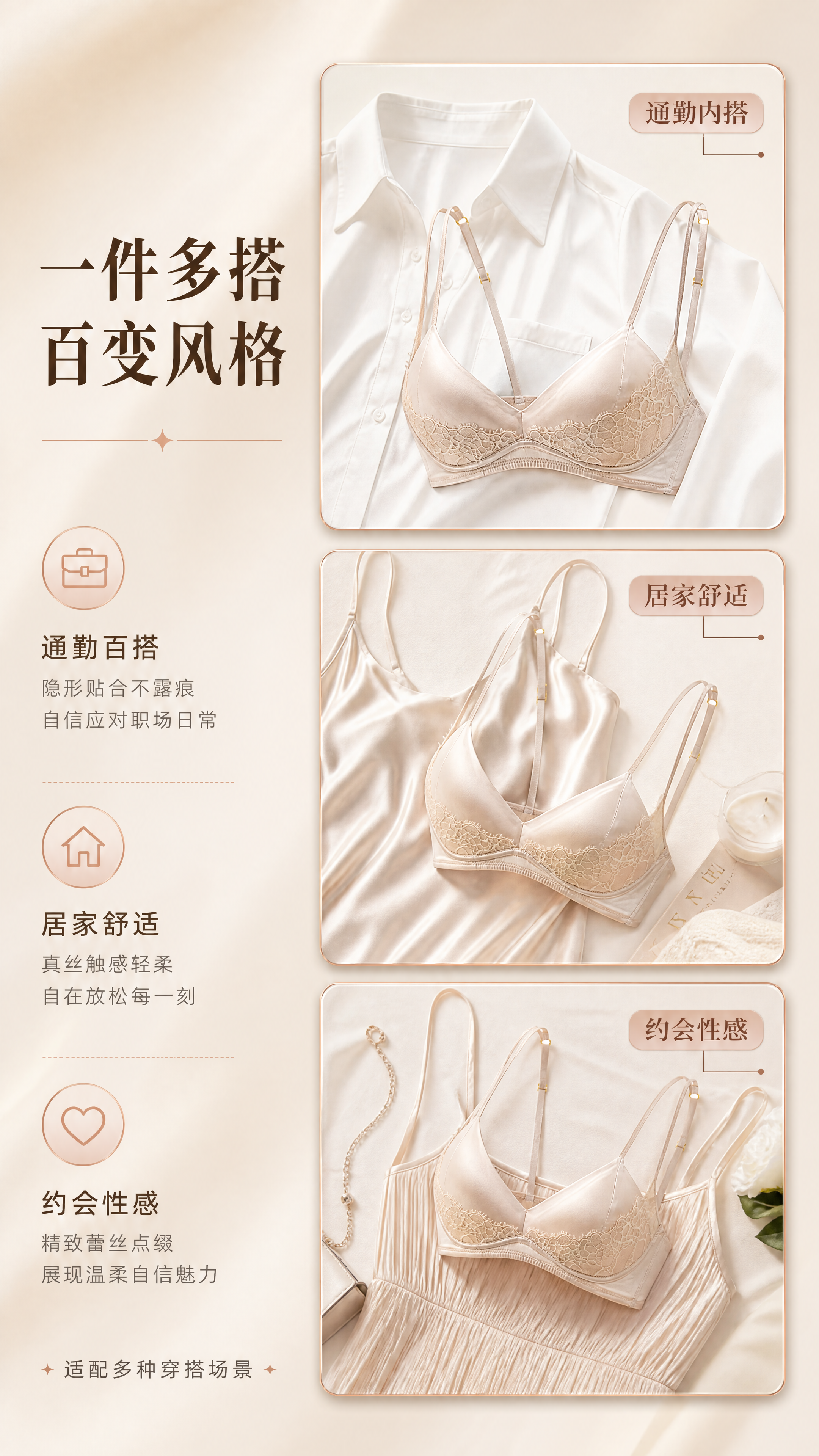 [商品] 使用【图1】香槟米肤色真丝超薄三角杯文胸；商品处理：… - 图片创意预览