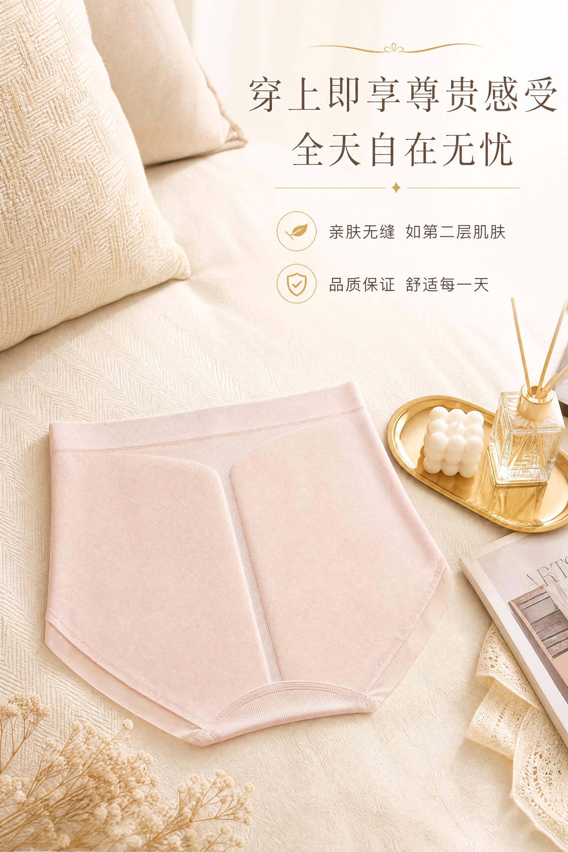 [商品] 使用【图1】浅粉色高腰女士内裤；商品处理：保留高腰版… - 图片创意预览