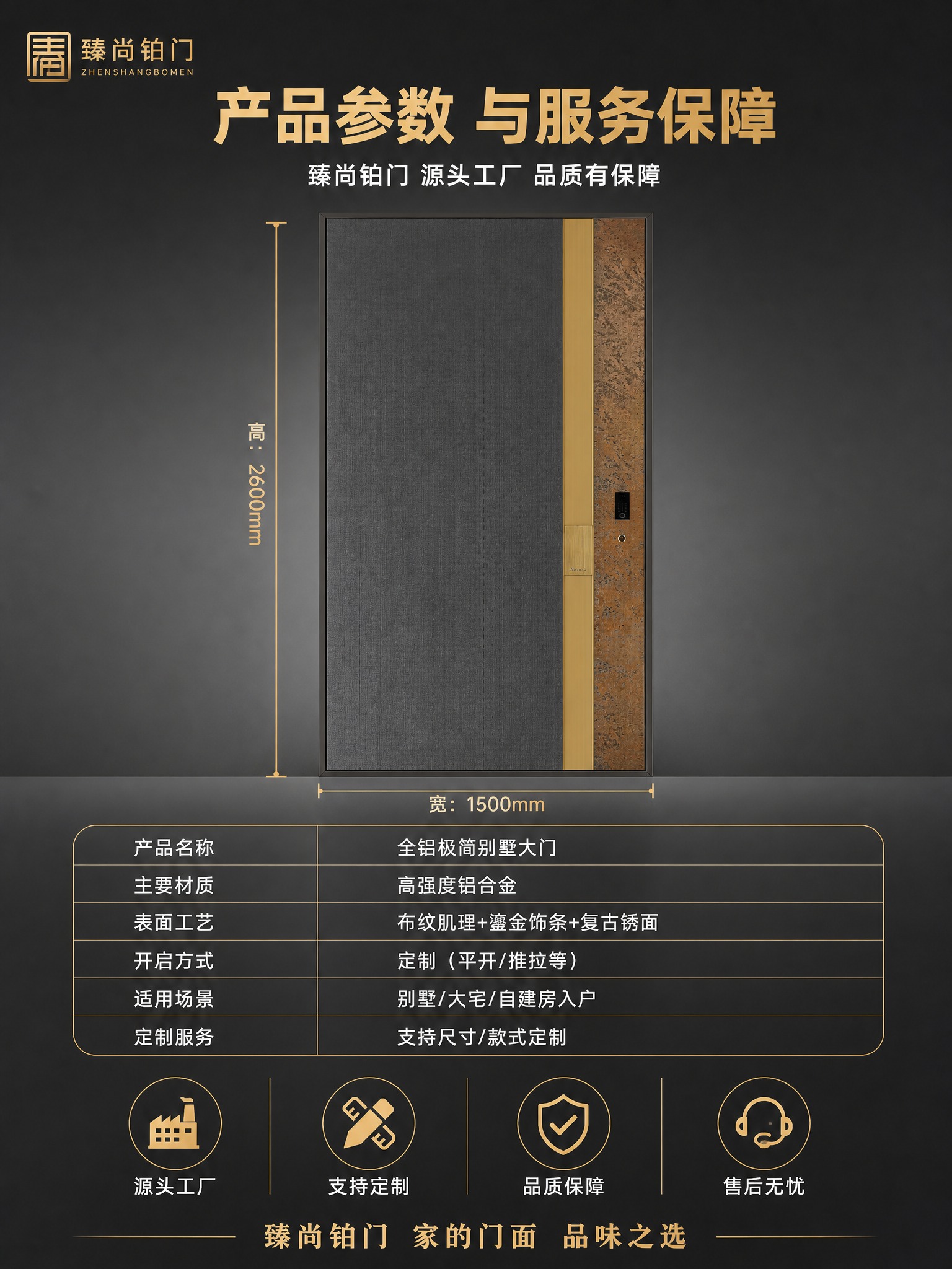 [商品] 使用【图1】臻尚铂门全铝极简别墅大门；保留深灰色布纹… - 图片创意预览