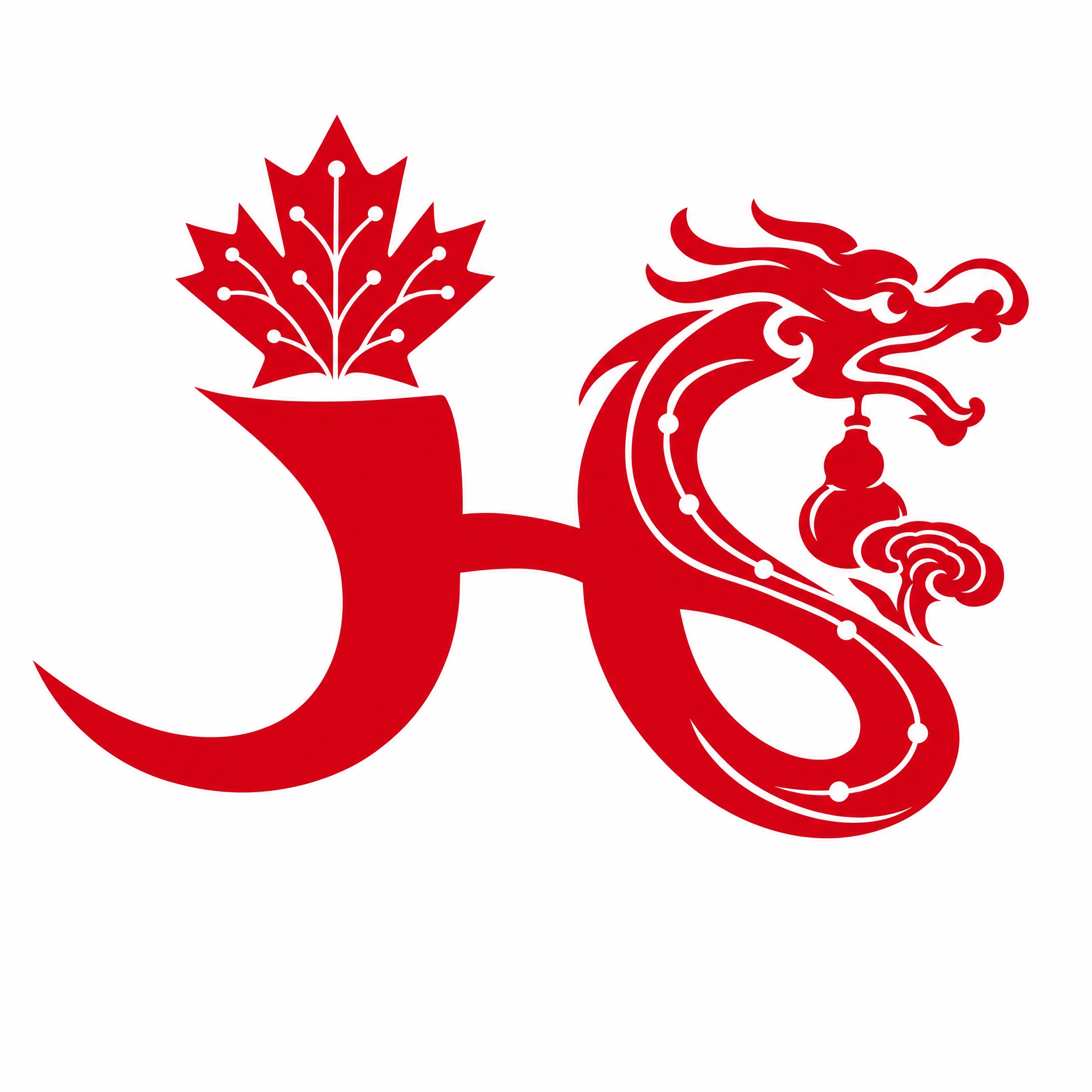 基于参考图中的加华集团logo（红色枫叶+中国龙+JH字母组合… - 图片创意预览