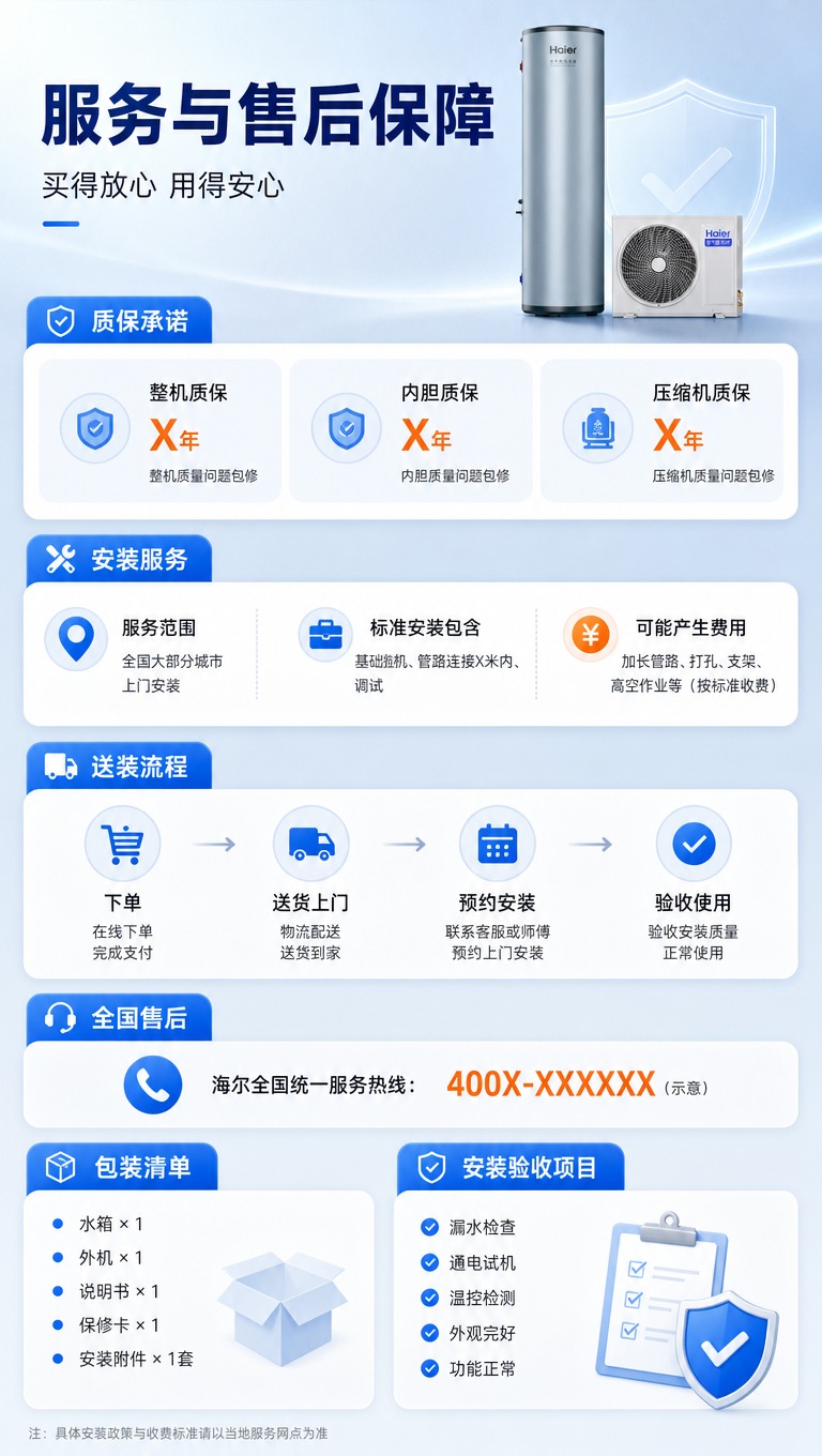 [商品] 使用【图1】海尔QFE7A空气能热水器水箱+外机；保… - 图片创意预览