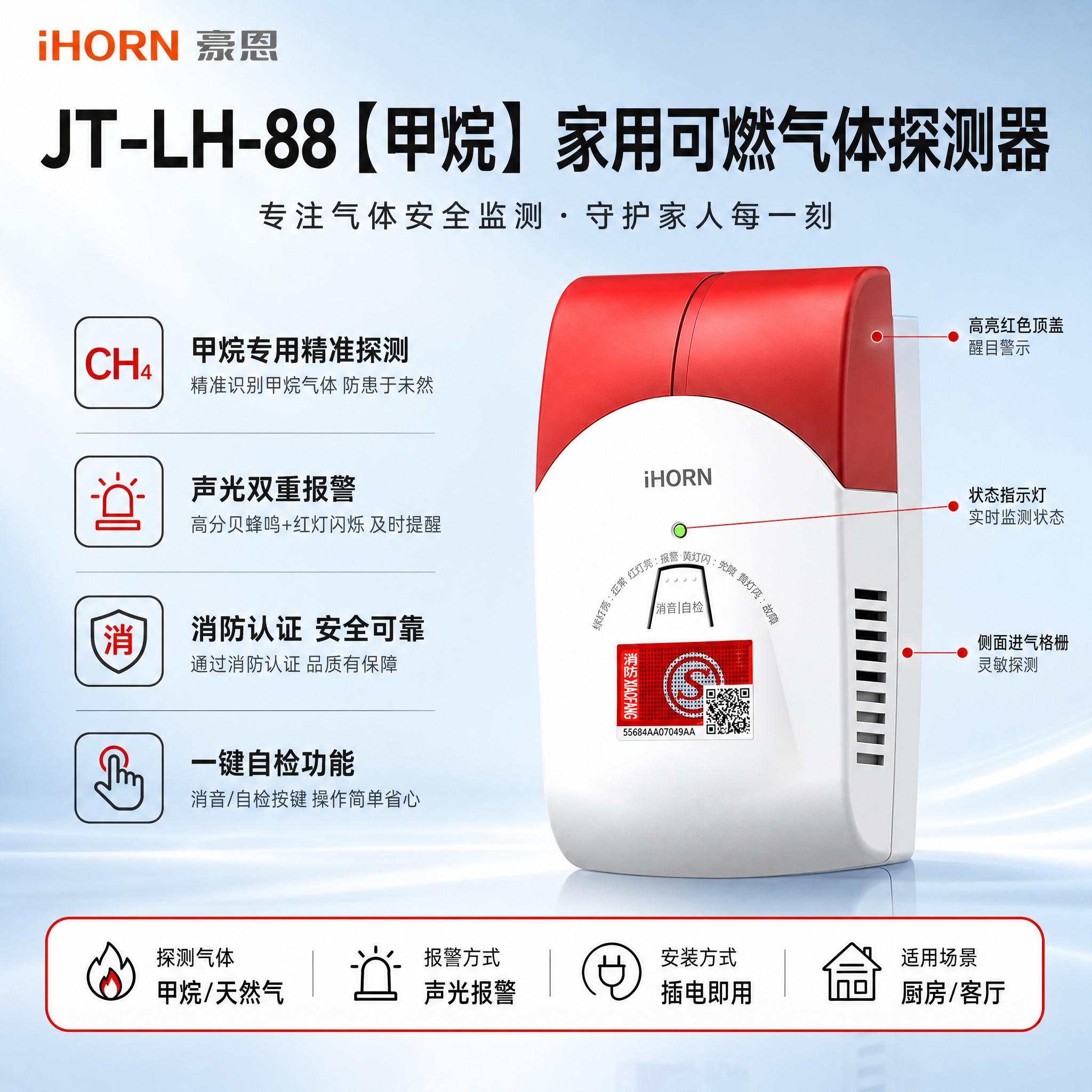 [单张主图] JT-LH-88【甲烷】家用可燃气体探测器，爆款… - 图片创意预览