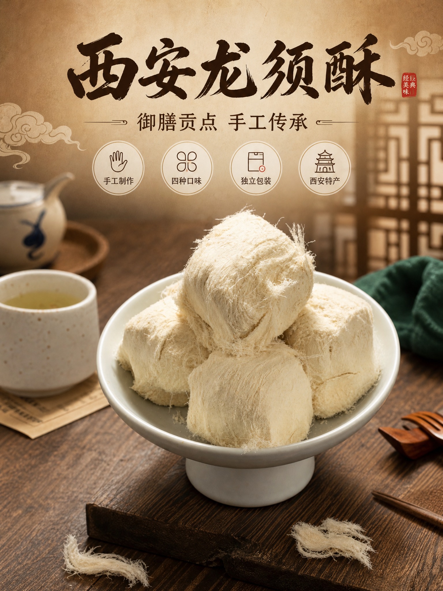 [商品] 使用【图1】【图2】西安龙须酥产品图；保留龙须酥千丝… - 图片创意预览