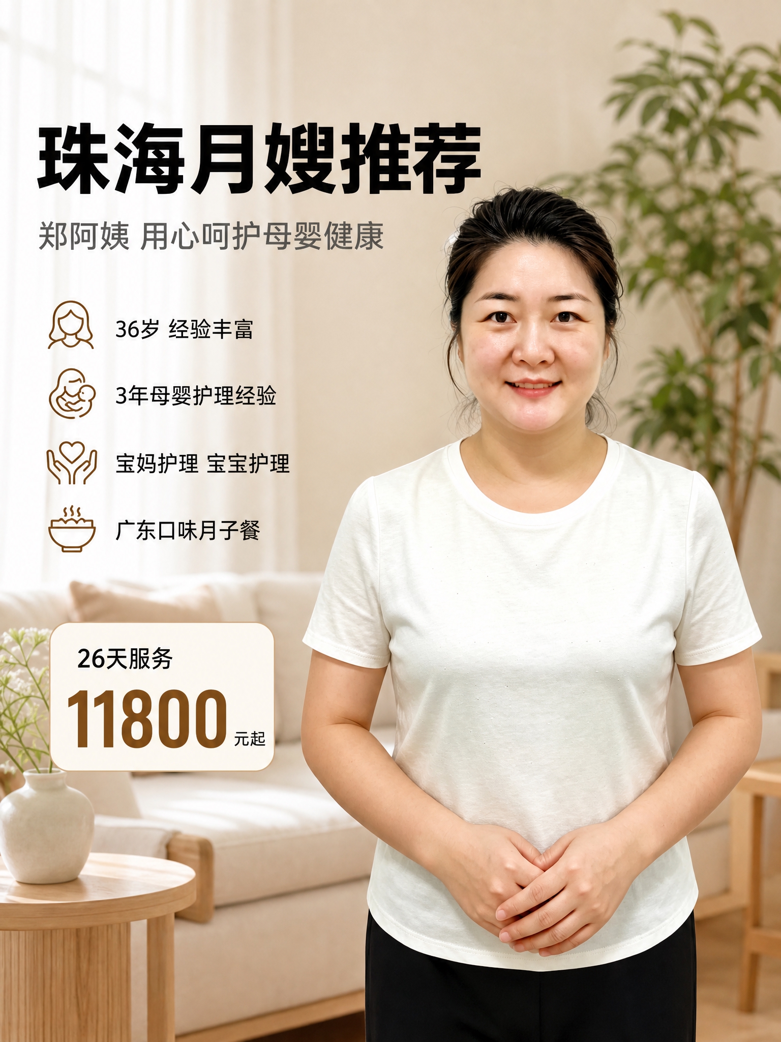 [单张主图] 珠海月嫂推荐服务主图，高级氛围感路线，小红书3:… - 图片创意预览