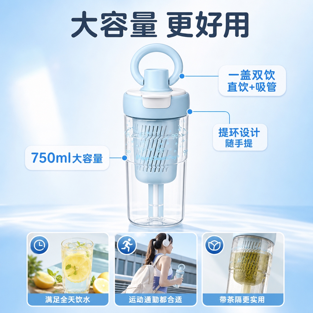 [主图-2] 核心亮点 大容量750ml与双饮设计 证明产品的… - 图片创意预览