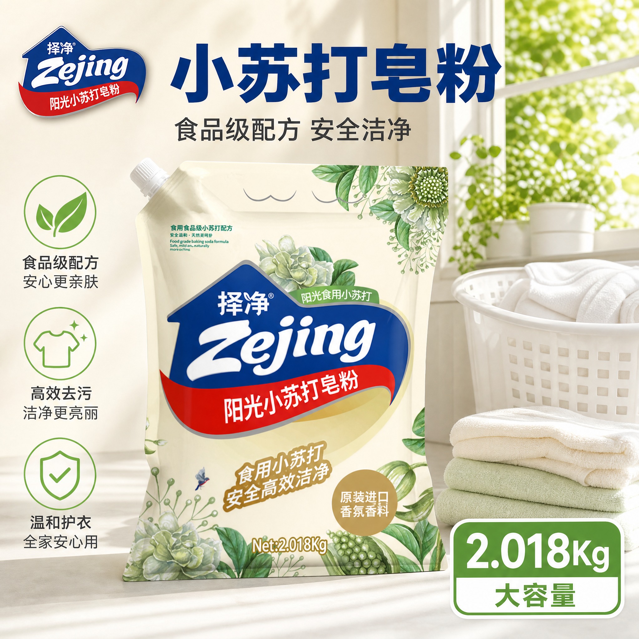 [主图-1] 择净阳光小苏打皂粉首图，营造洁净明亮的家居洗衣氛… - 图片创意预览