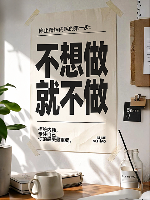 激励正能量拒绝内耗实景风小红书封面