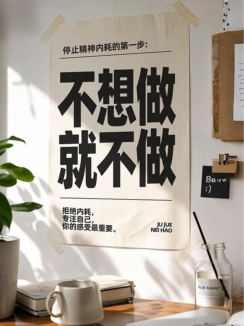 激励正能量拒绝内耗实景风小红书封面