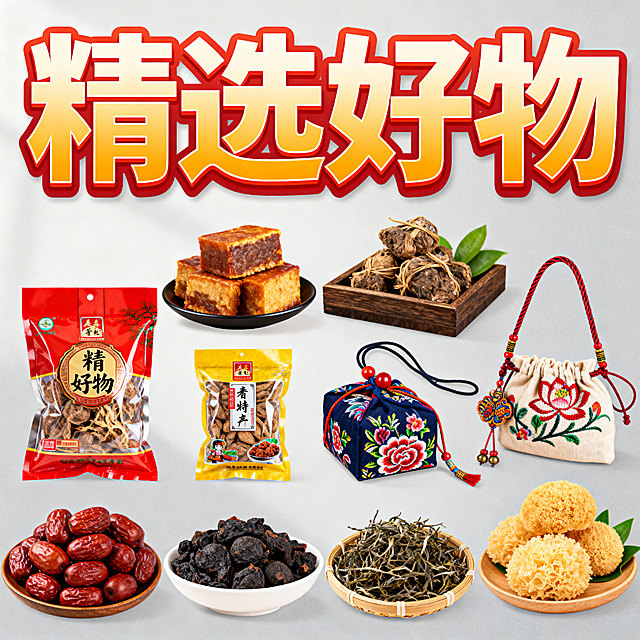 添加“精选好物”字样，凸出好物特产元素