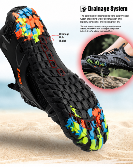 Based on this outdoor shoe detail image, convert all text content to fluent English, keep the overal预览效果