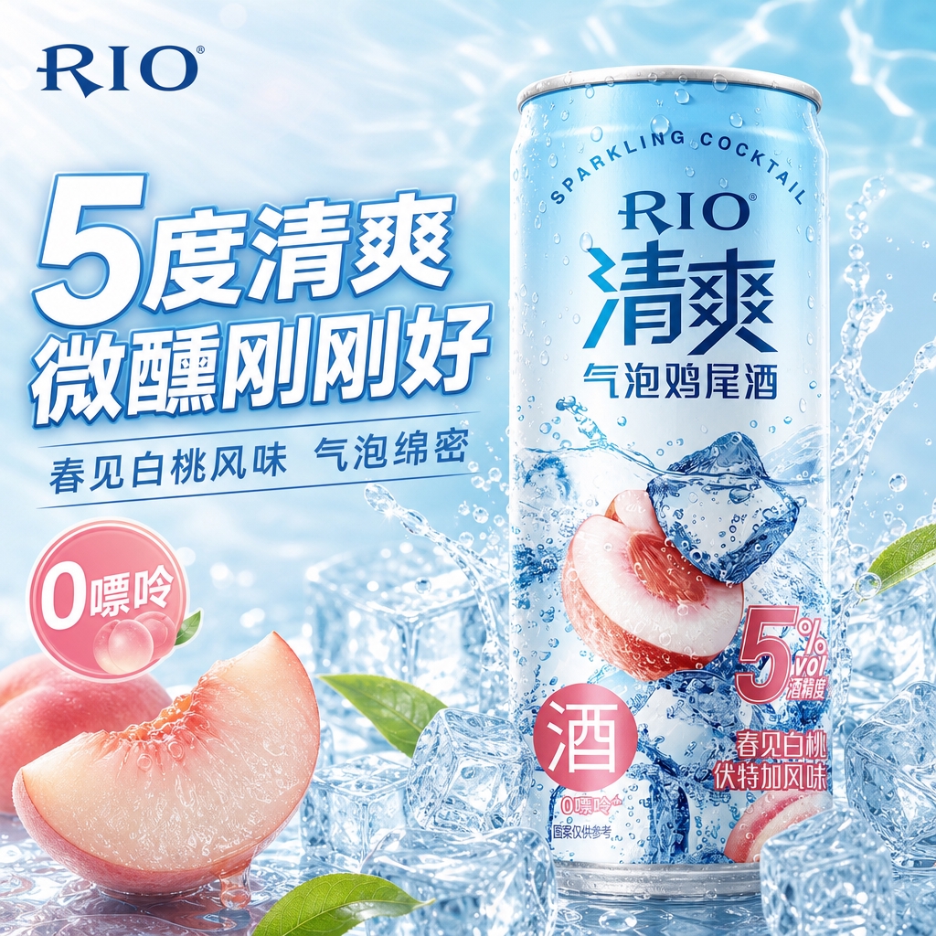 [主图-1] 首图点击率图，突出5度清爽微醺与白桃风味的核心卖… - 图片创意预览