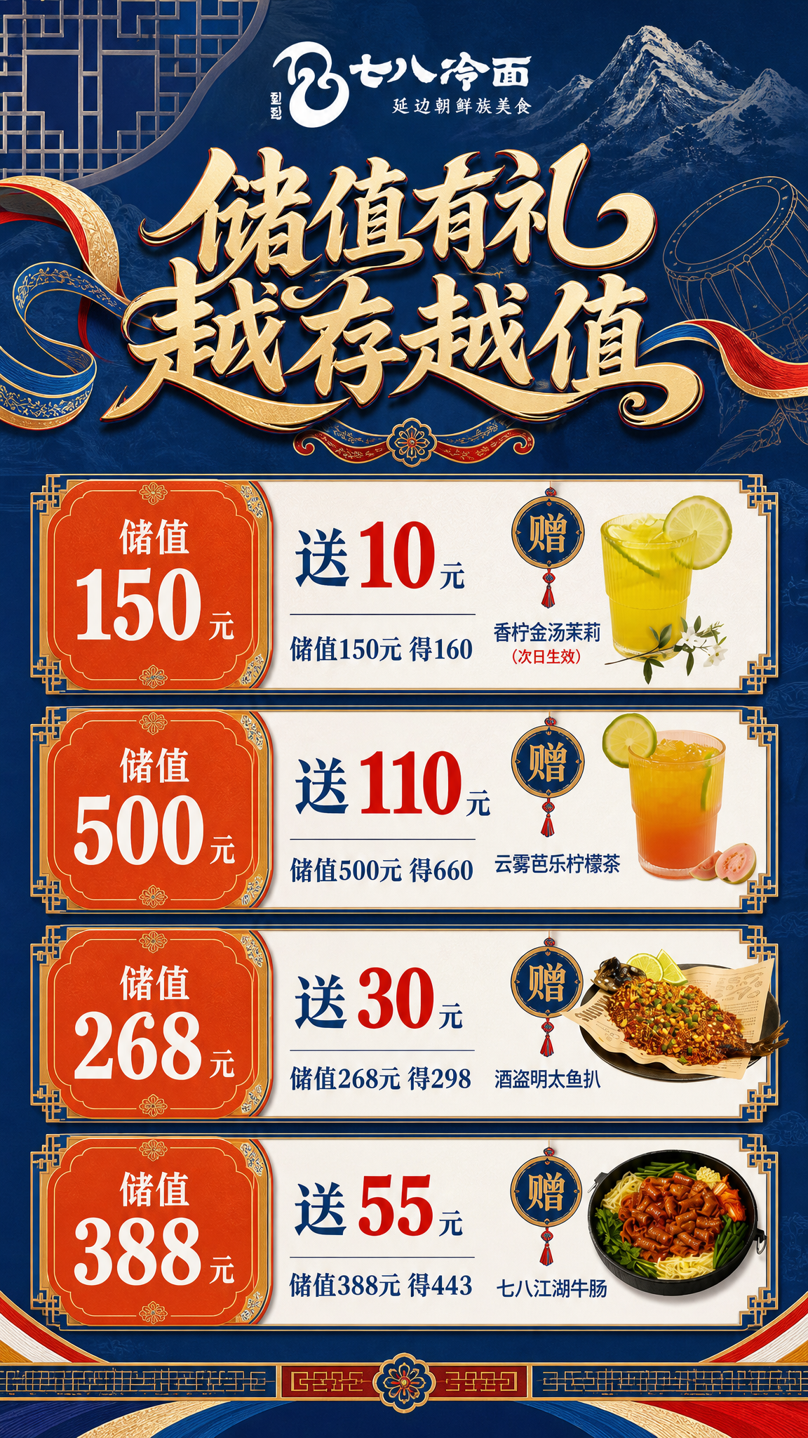 基于参考海报进行重设计，保留四档储值信息的版式骨架，整体升级为… - 图片创意预览