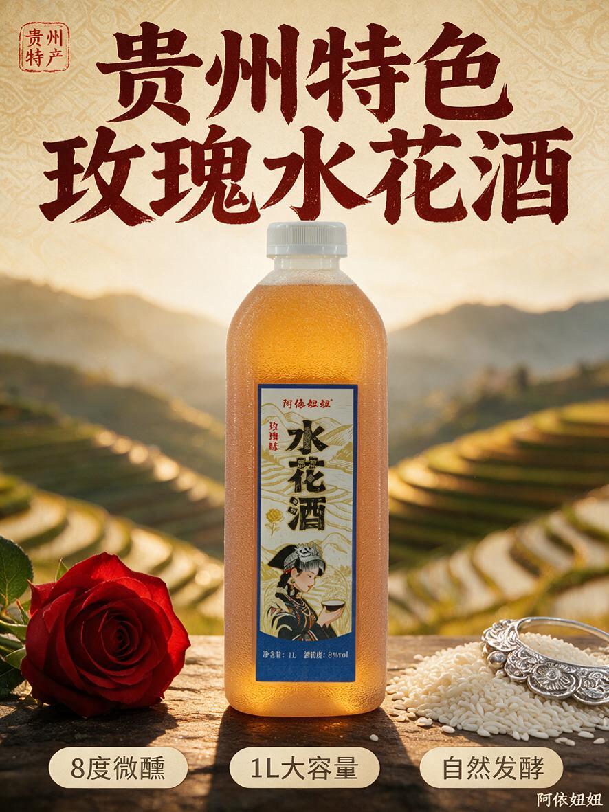 [商品] 使用产品图阿依妞妞玫瑰味水花酒，透明磨砂塑料瓶白色瓶… - 图片创意预览