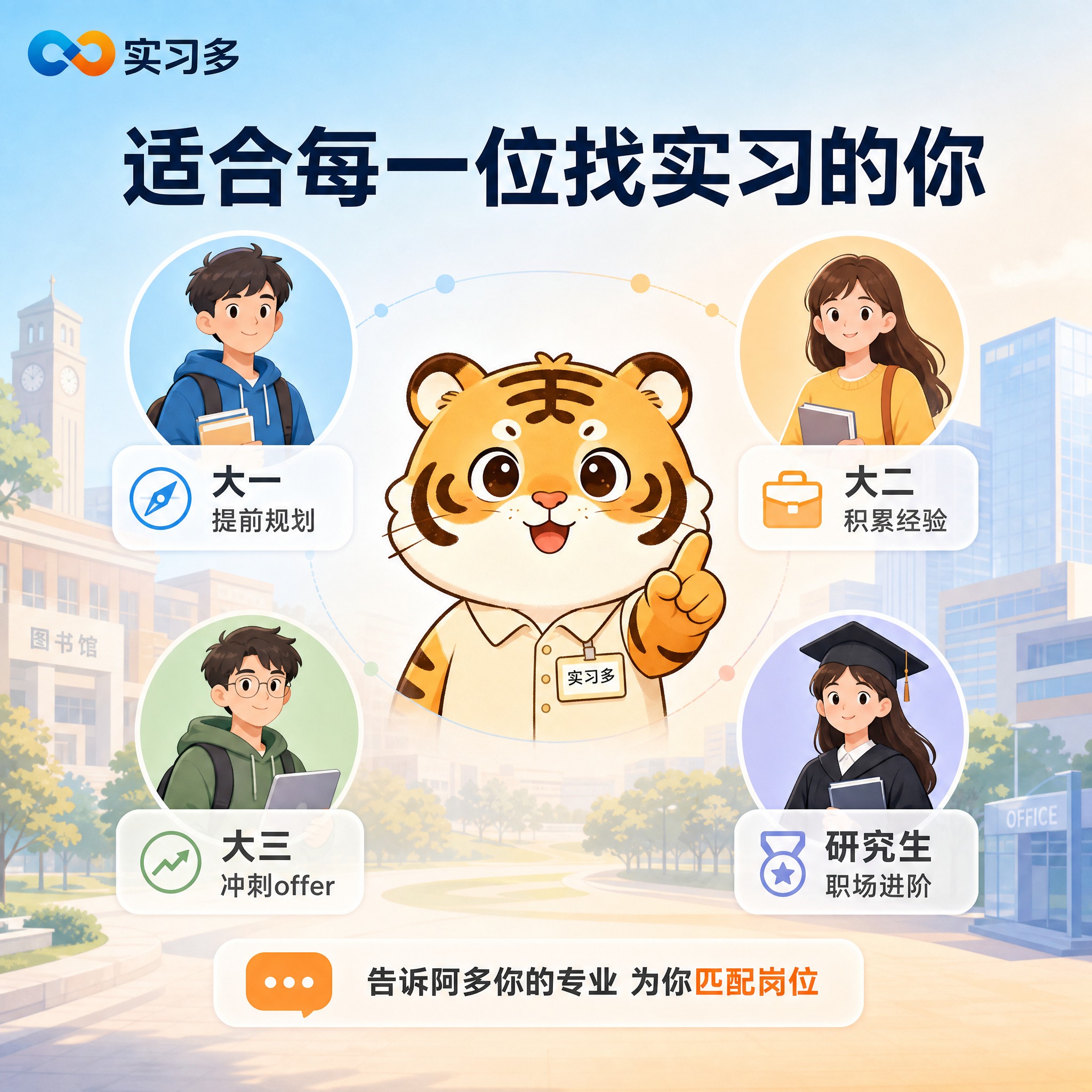 [主图-4] 适配人群与代入，展示实习多适合的各类学生群体。… - 图片创意预览