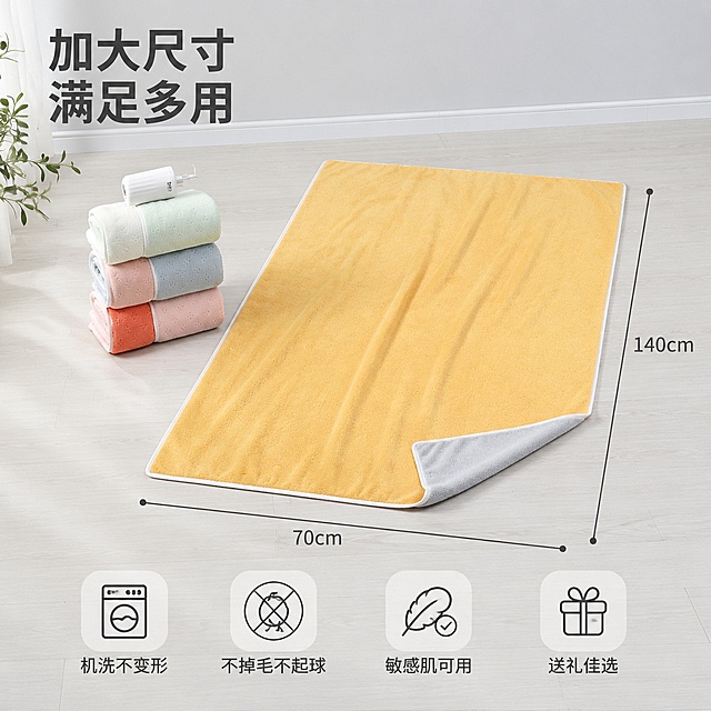 使用电商主图技能生成5张比例1:1的电商主图，适配平台为淘宝/天猫，商品为「图片1」，商品卖点为浴巾超柔双色流星，轻柔亲肤，快速吸水易干