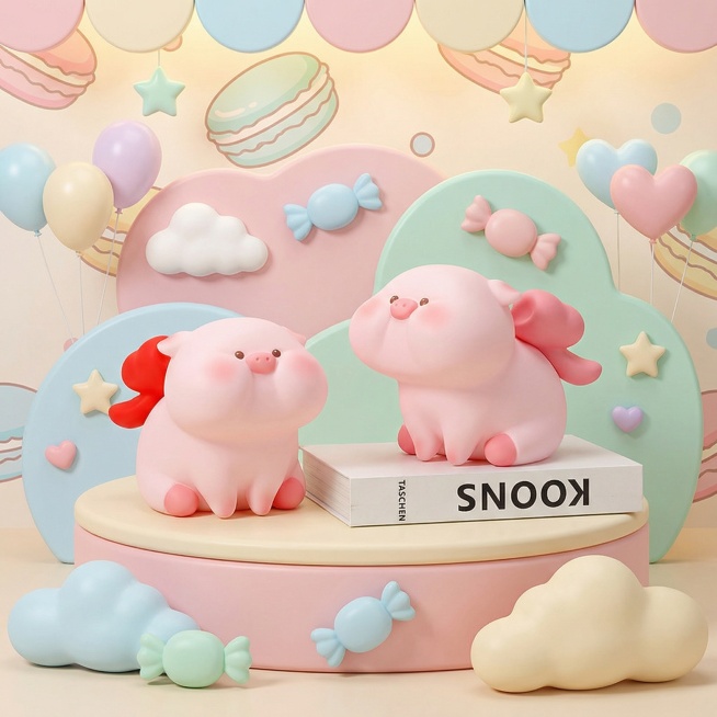 修改为展台背景，温馨可爱风格，其他保持不变预览效果