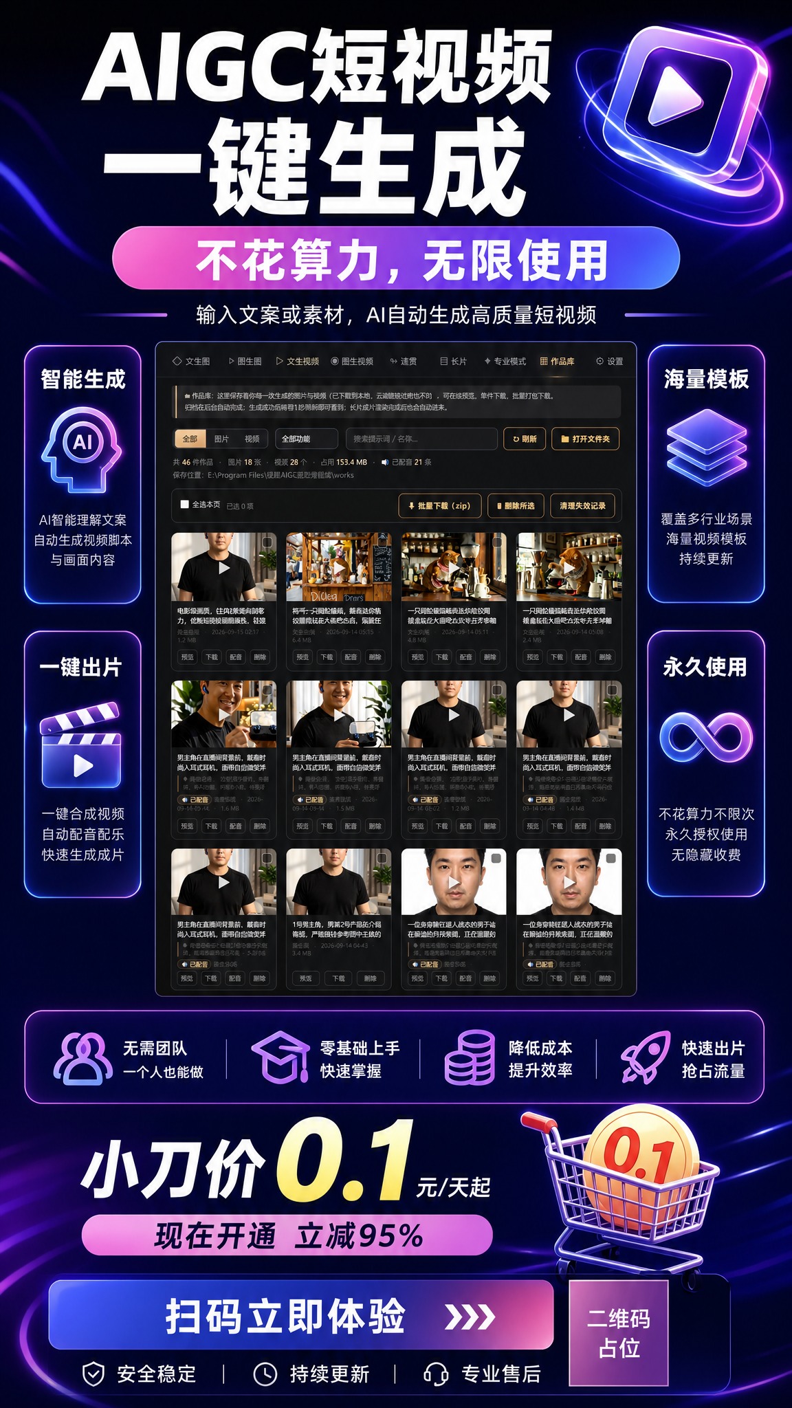 复刻参考图1的版式骨架、构图、配色体系（深紫蓝科技感渐变背景）… - 图片创意预览
