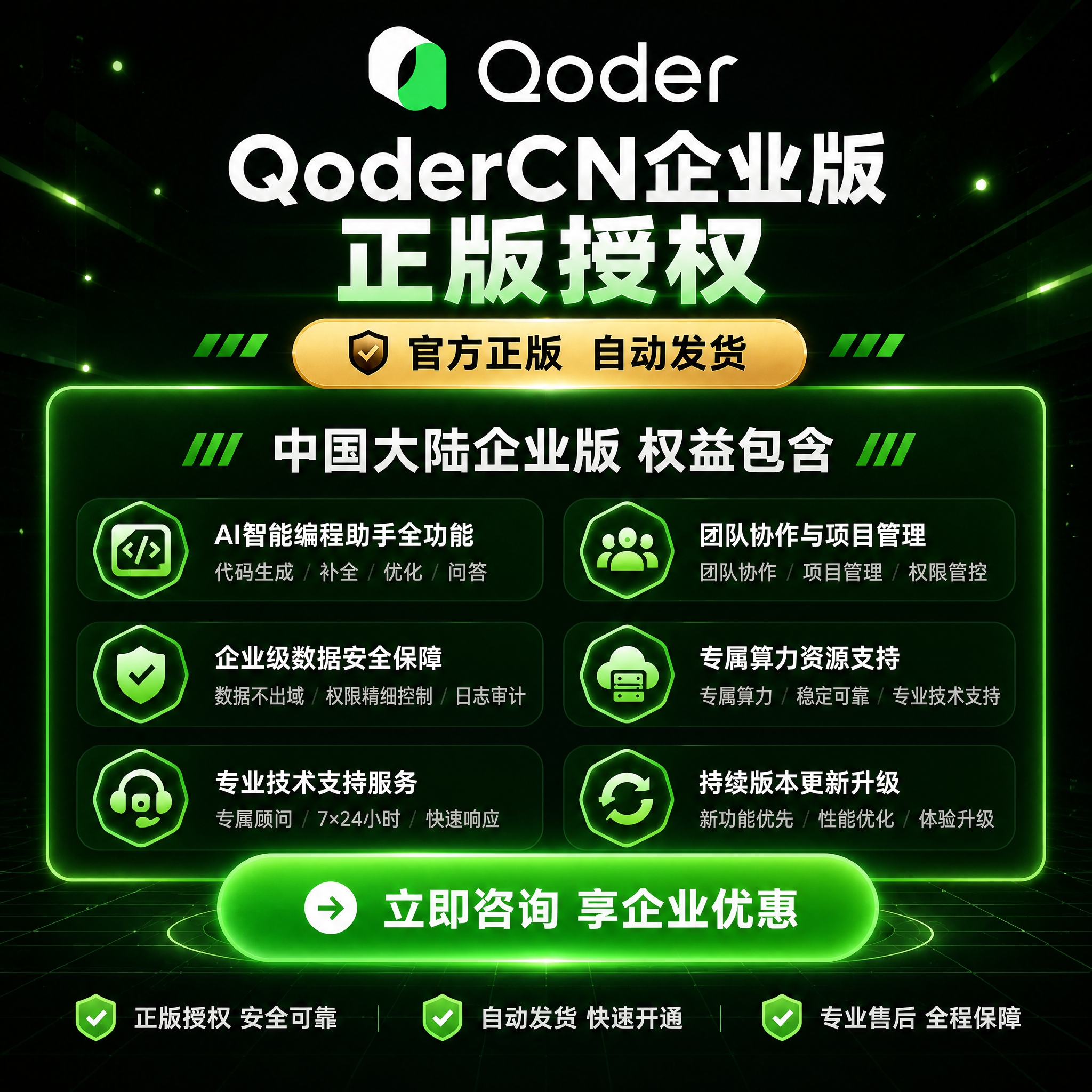 将画面中所有的Qoder品牌Logo、阿里云标识和蓝紫色按钮替… - 图片创意预览