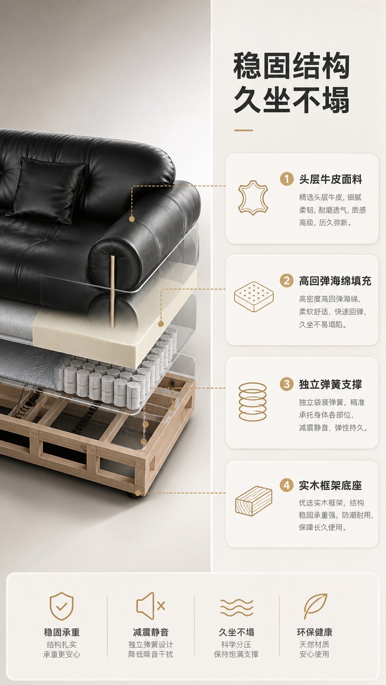 [商品] 使用【图1】黑色皮质四人位沙发；保留整体外形、尺寸比… - 图片创意预览