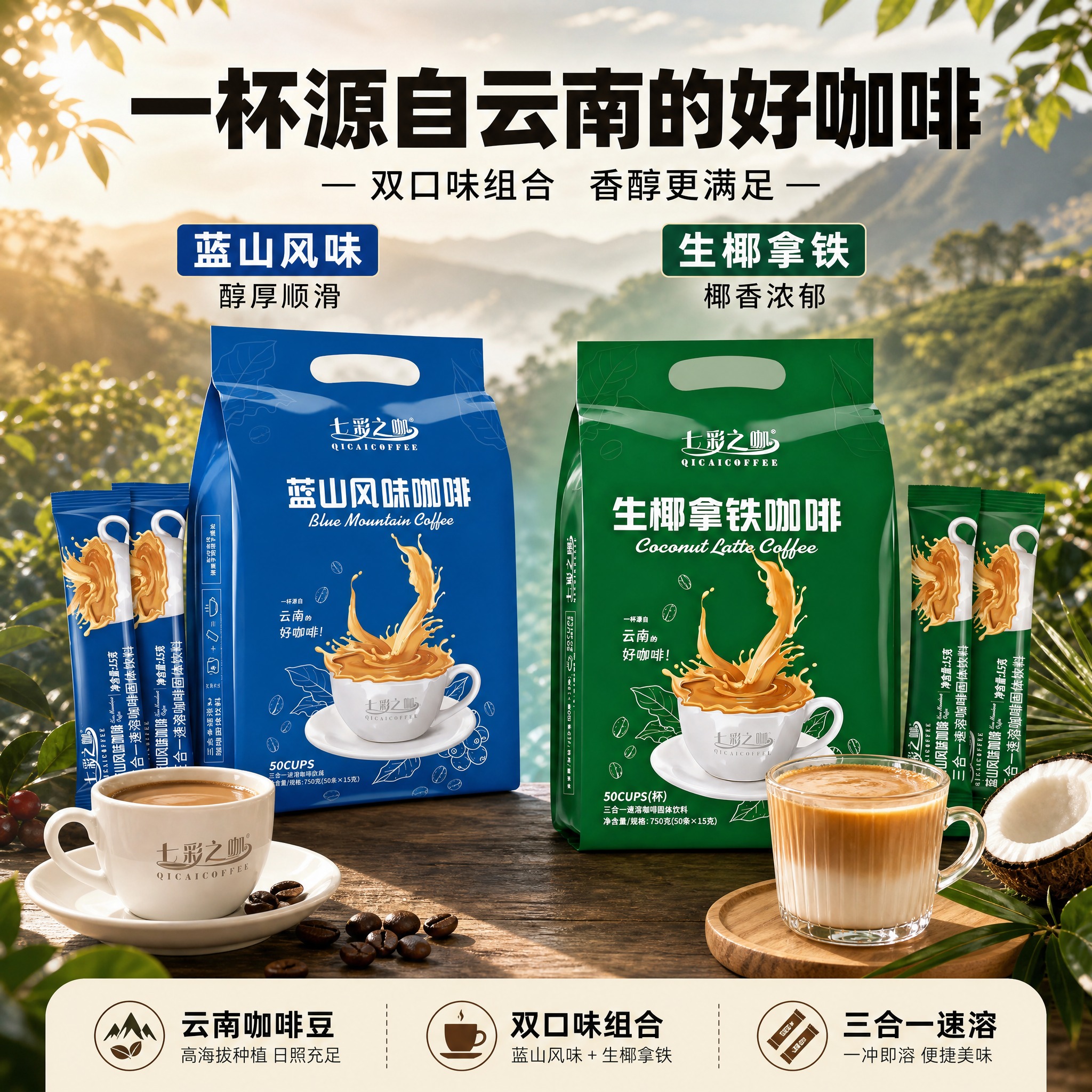 [主图-2] 核心亮点与溯源图，突出云南产地与双口味风味特色。… - 图片创意预览