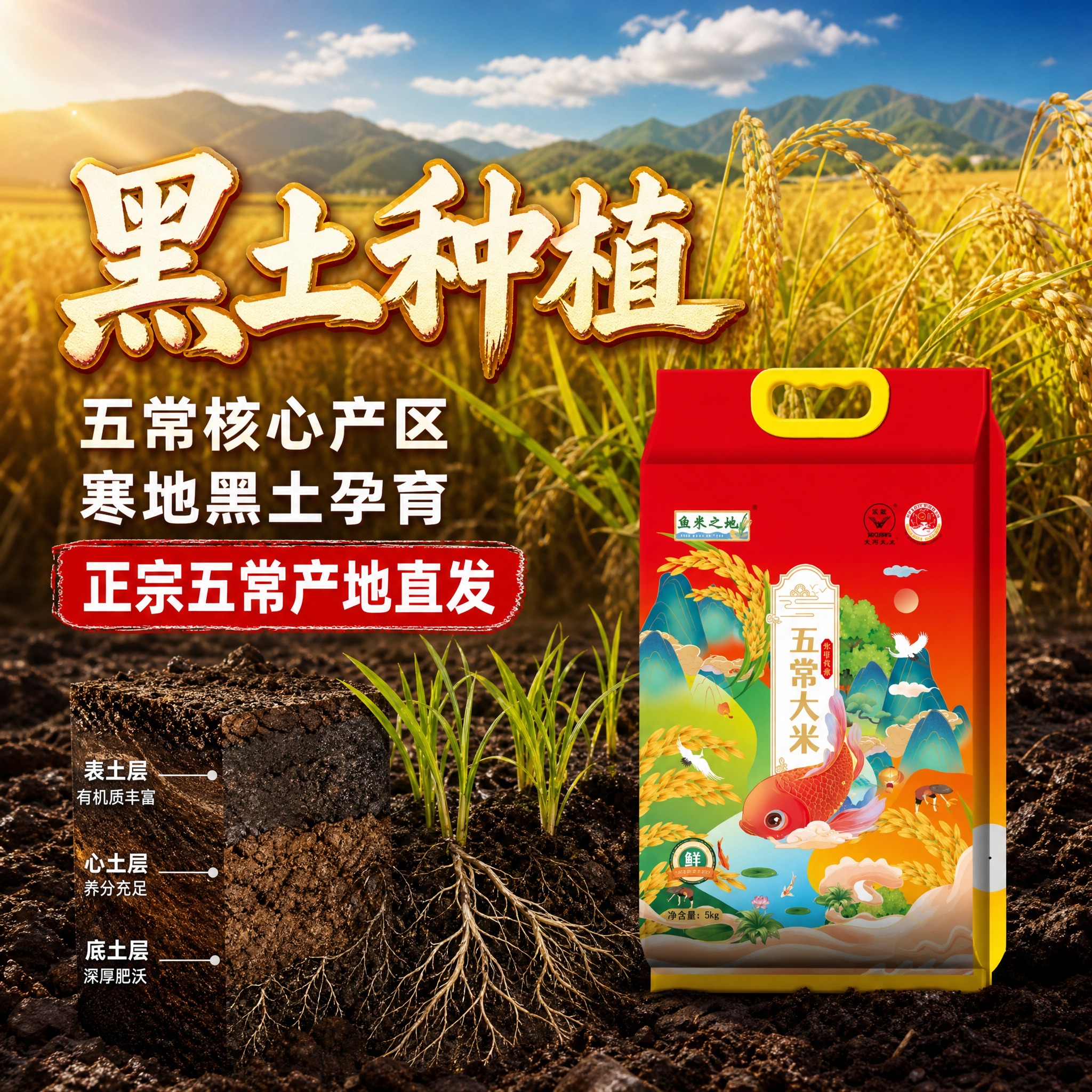 [主图-2] 鱼米之地五常大米 产地溯源 黑土种植 突出五常核… - 图片创意预览