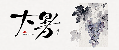 大暑节气祝福通用荔枝国风水墨感公众号首图