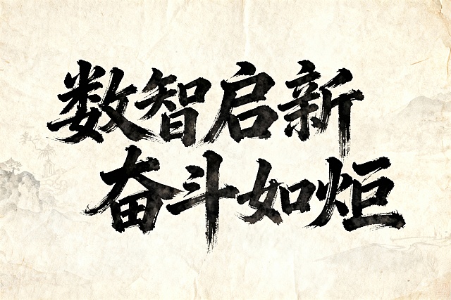 数智启新 奋斗如炬 ，帮我设计毛笔字