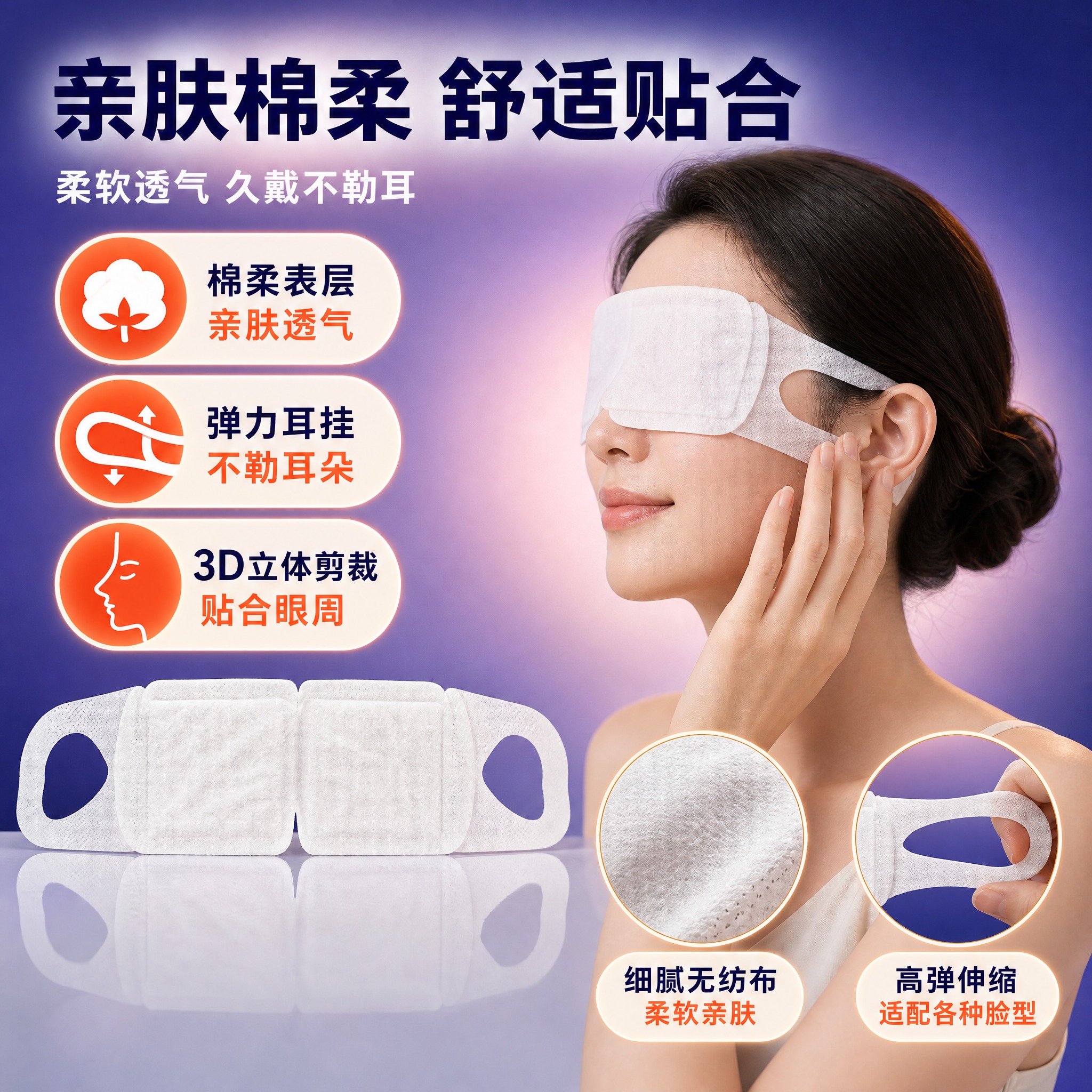 [主图-3] 材质与佩戴舒适度展示图 花王美舒律蒸汽热敷眼罩… - 图片创意预览