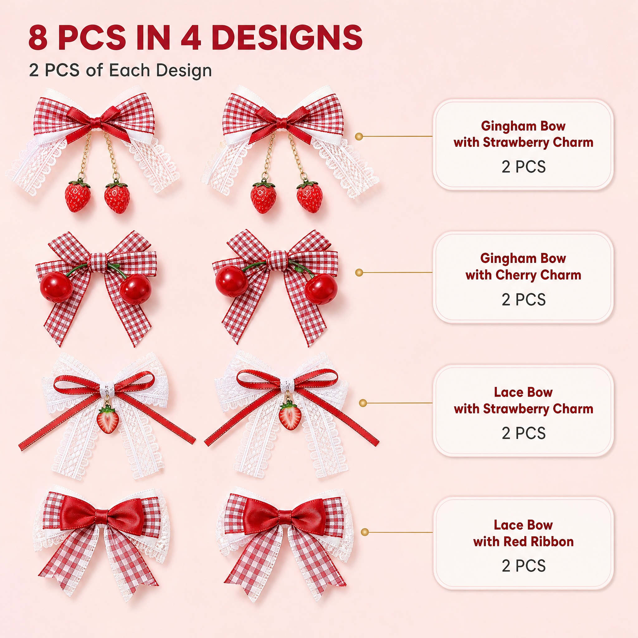 [主图-3] 商品名称 8 Pcs Red Gingham B… - 图片创意预览
