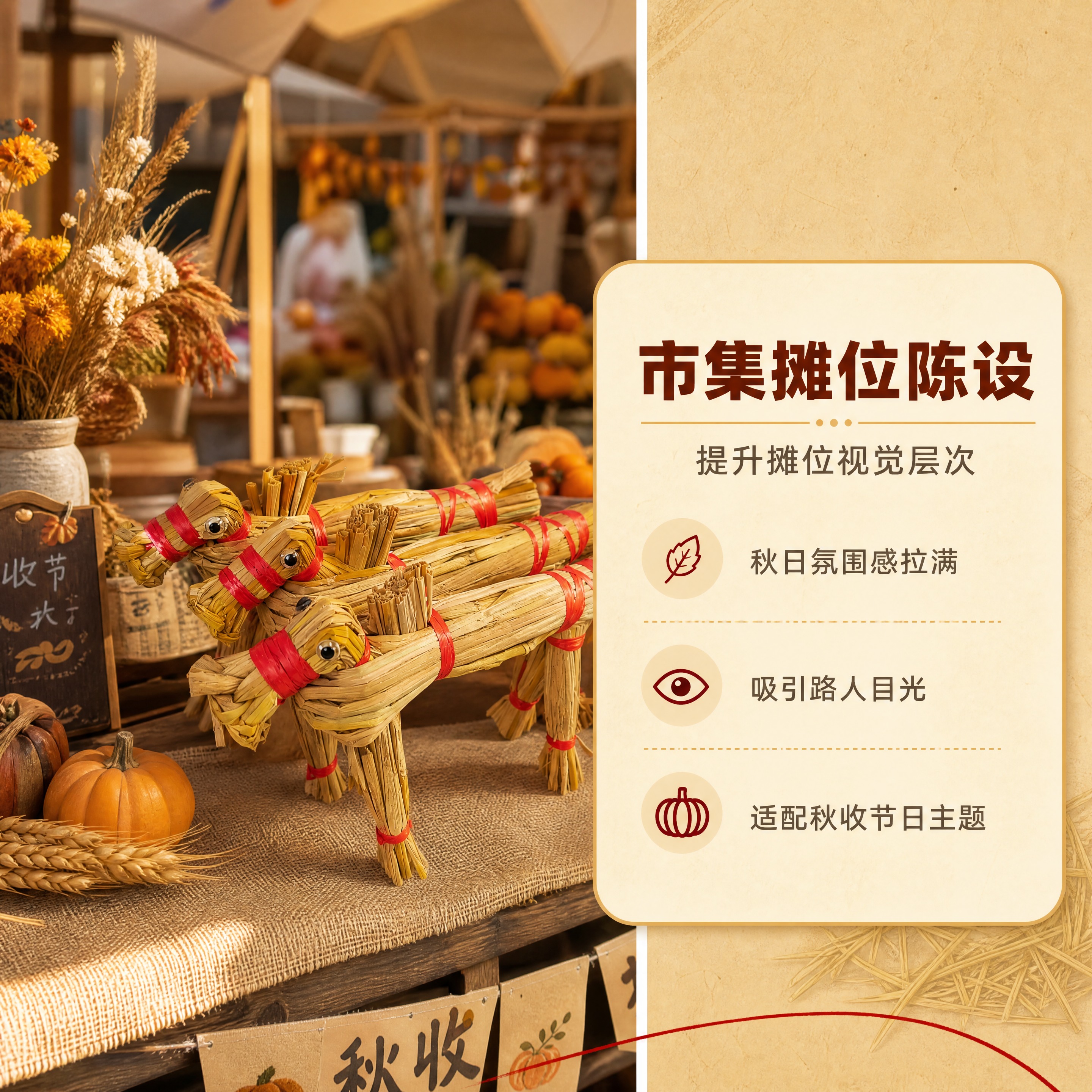 [商品] 使用【图4】多只红绳捆绑稻草马装饰摆件；保留每只稻草… - 图片创意预览