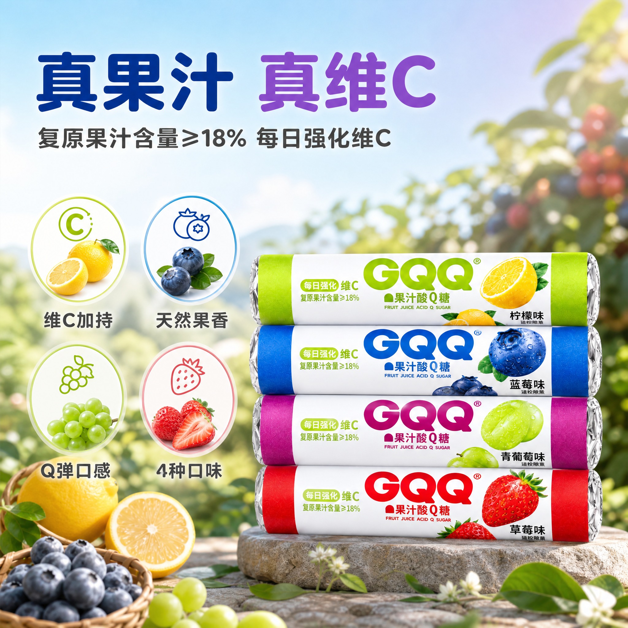 [主图-2] GQQ果汁酸Q糖 核心卖点与成分溯源 信任主题。… - 图片创意预览