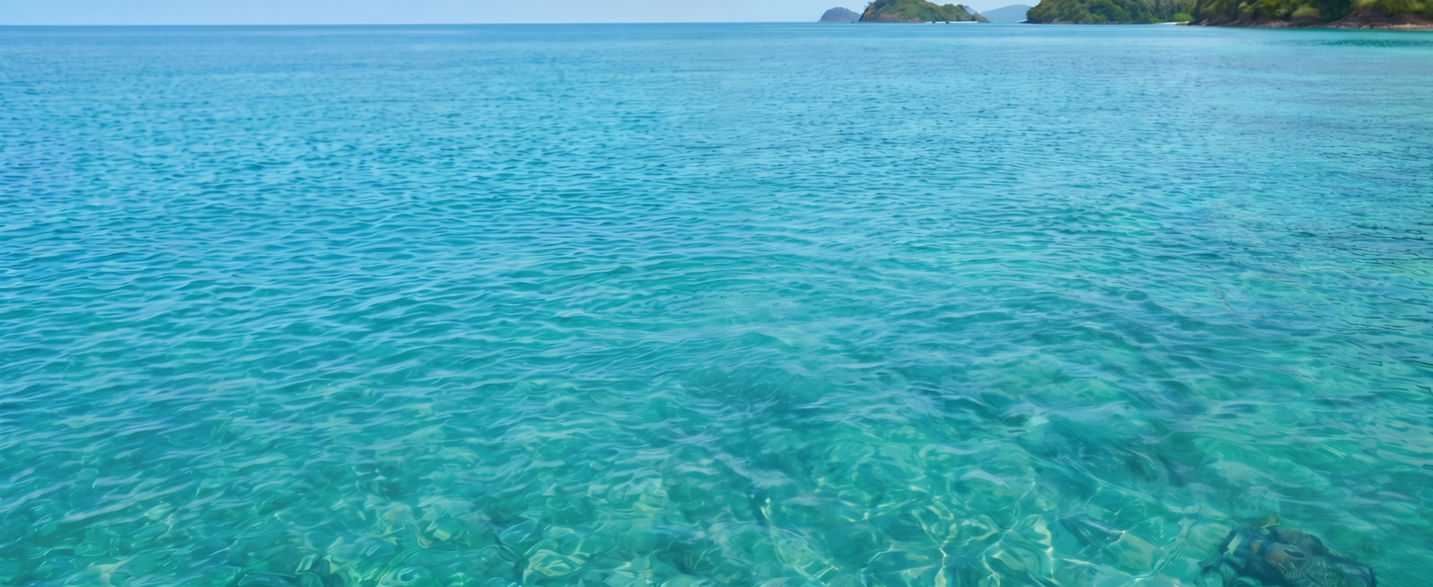 移除图片水面上的浆板，只保留原有的清澈蓝色海水和远处海岛背景，保持原图的整体色调、构图、海水纹理和细节完全不变预览效果