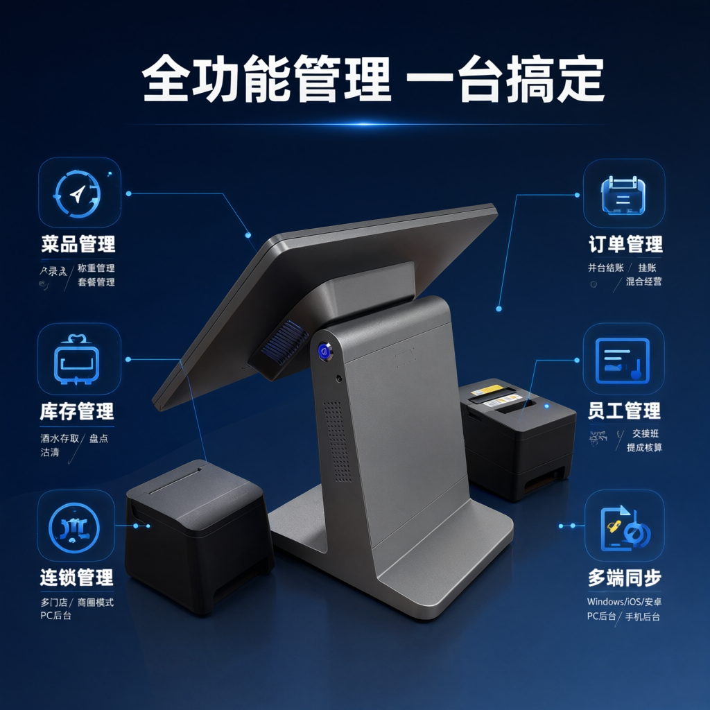 餐饮收银系统投流广告图第3张（管理功能图），与前两张统一深蓝色… - 图片创意预览